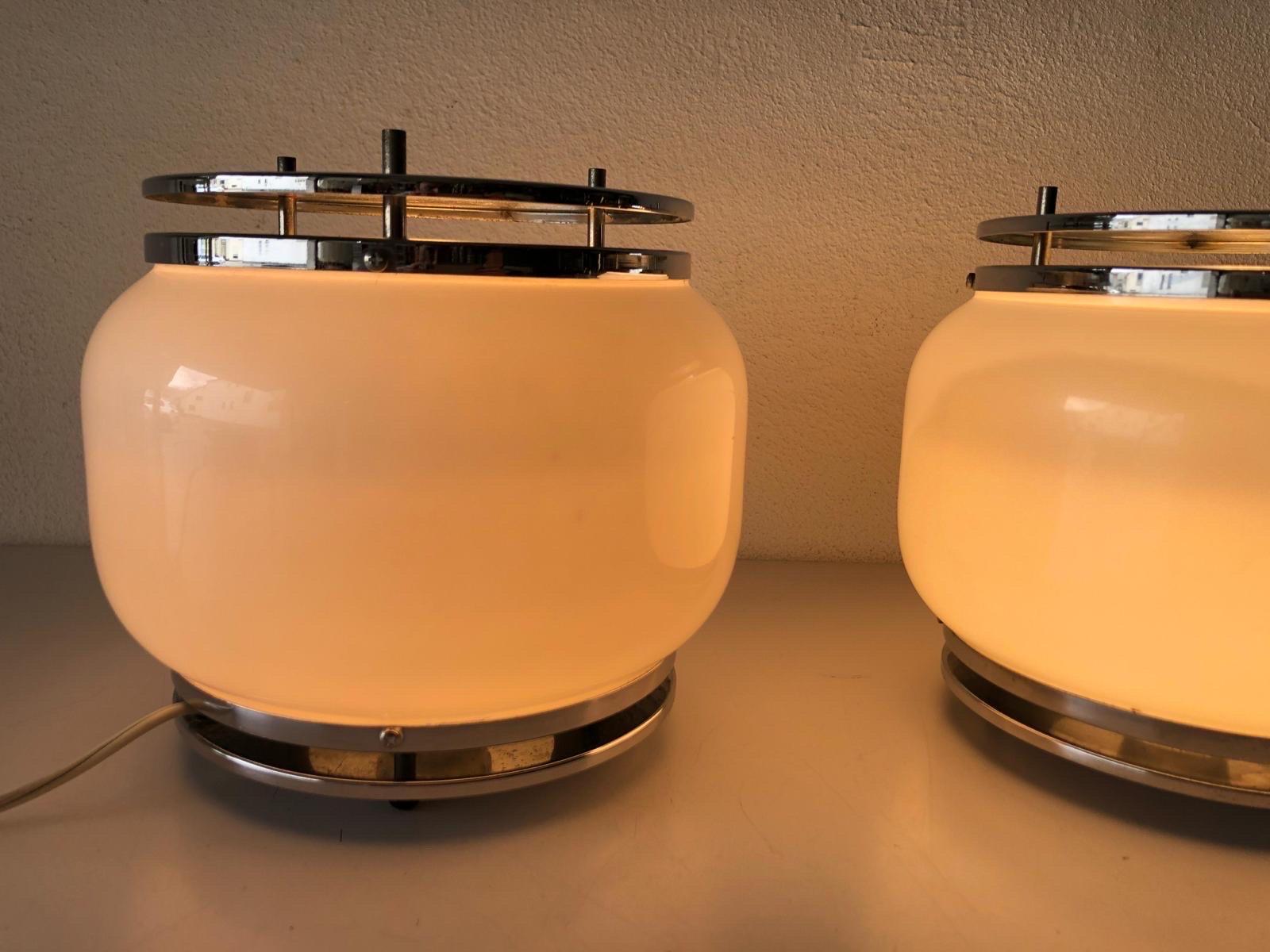 Chrome and Glass Pair of Table Lamps, 1960s, Italy For Sale 7