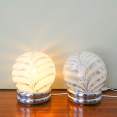 Chrome and Glass Pair of Table Lamps by Marinha Grande, 1970's