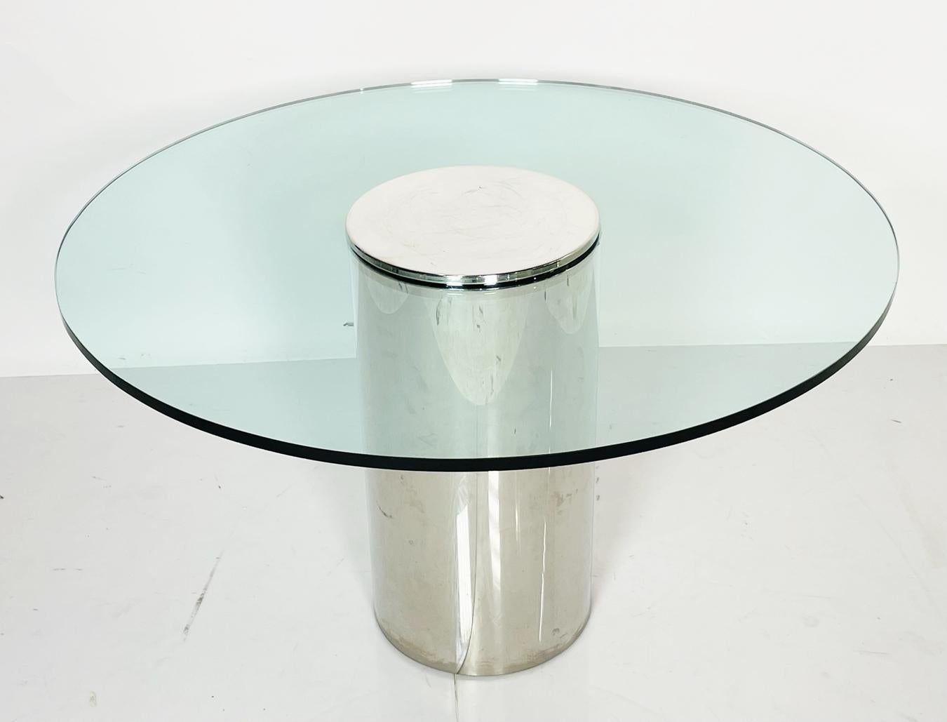 Chrome and Glass Pedestal Table by Pace Collection 4