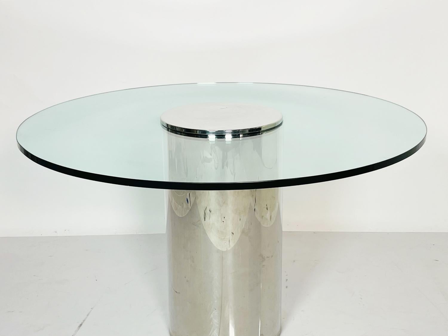 Chrome and Glass Pedestal Table by Pace Collection 5