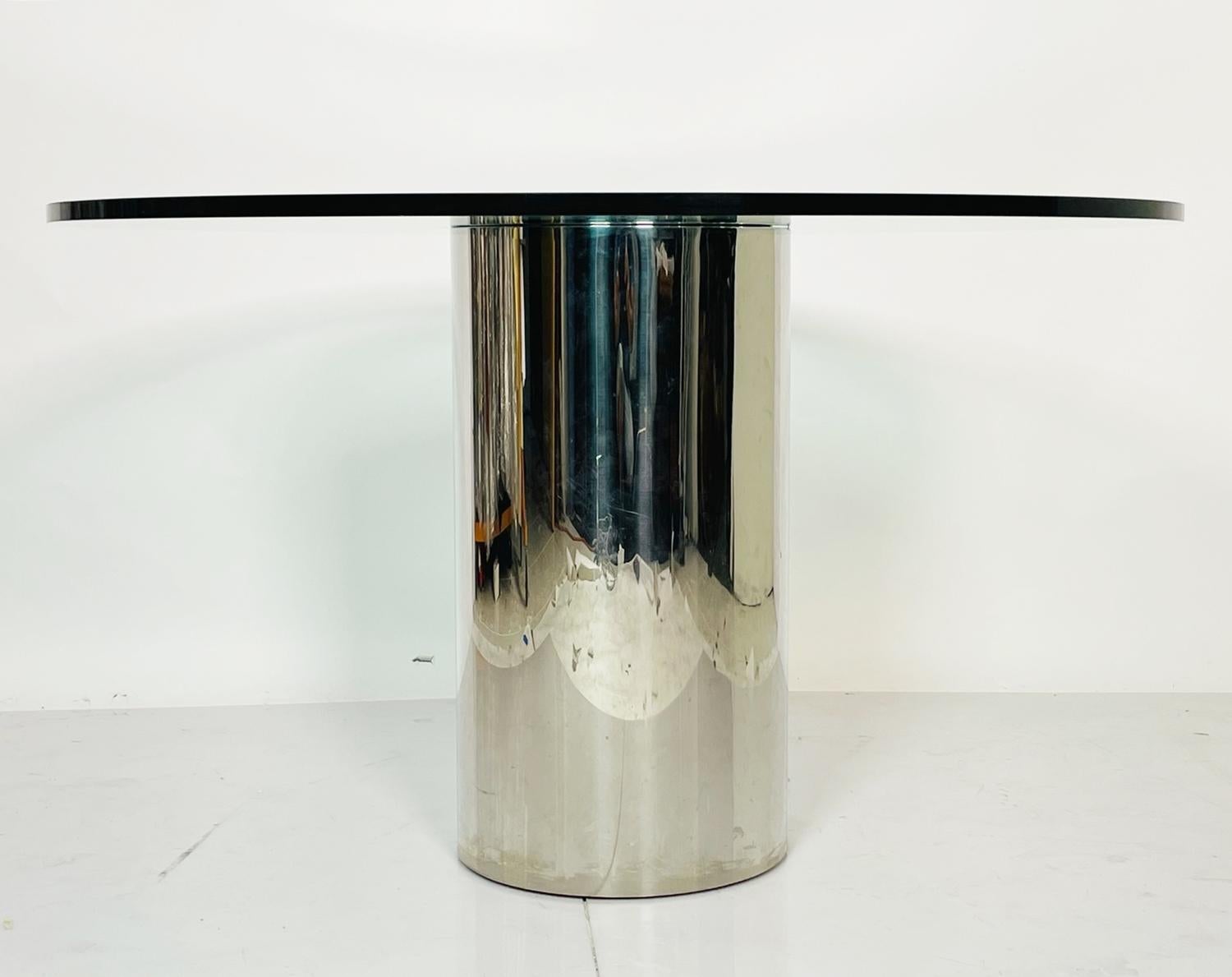 Mid-Century Modern Chrome and Glass Pedestal Table by Pace Collection