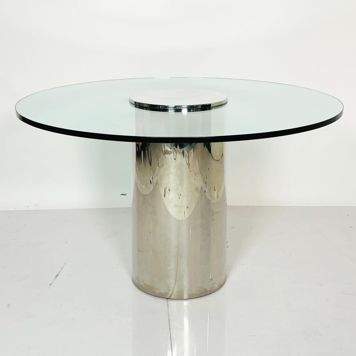 Chrome and Glass Pedestal Table by Pace Collection In Good Condition In Los Angeles, CA