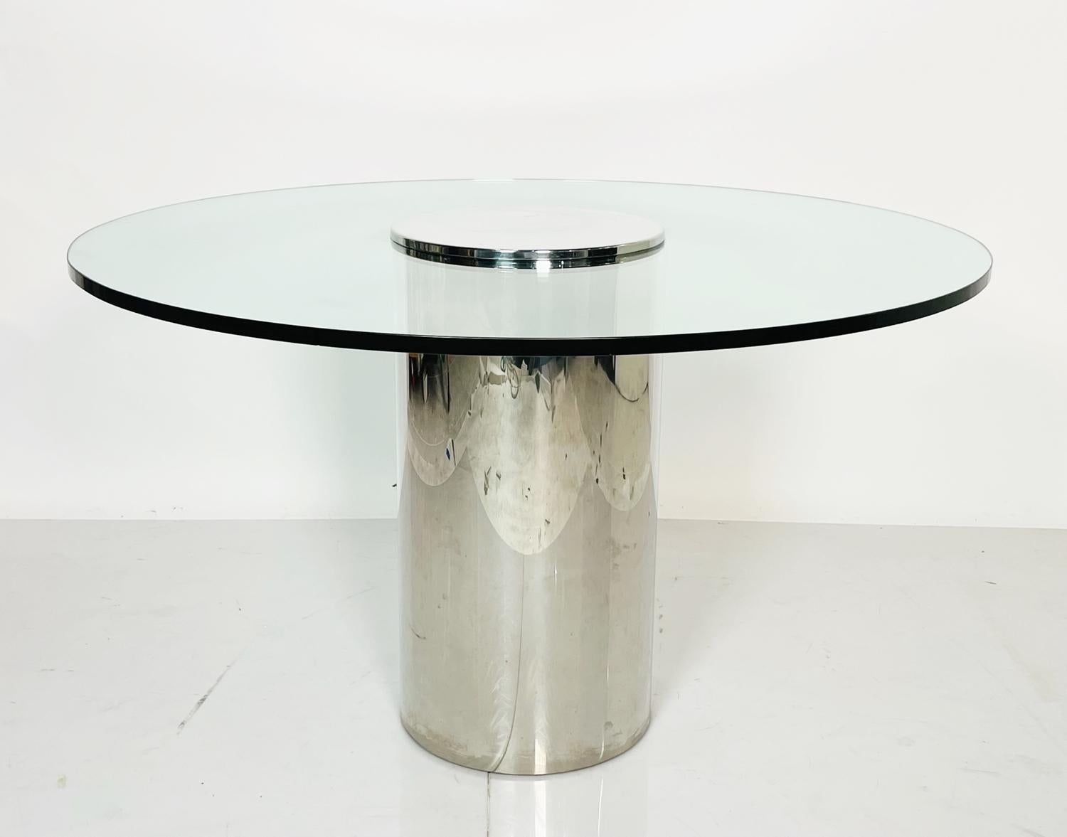 Late 20th Century Chrome and Glass Pedestal Table by Pace Collection