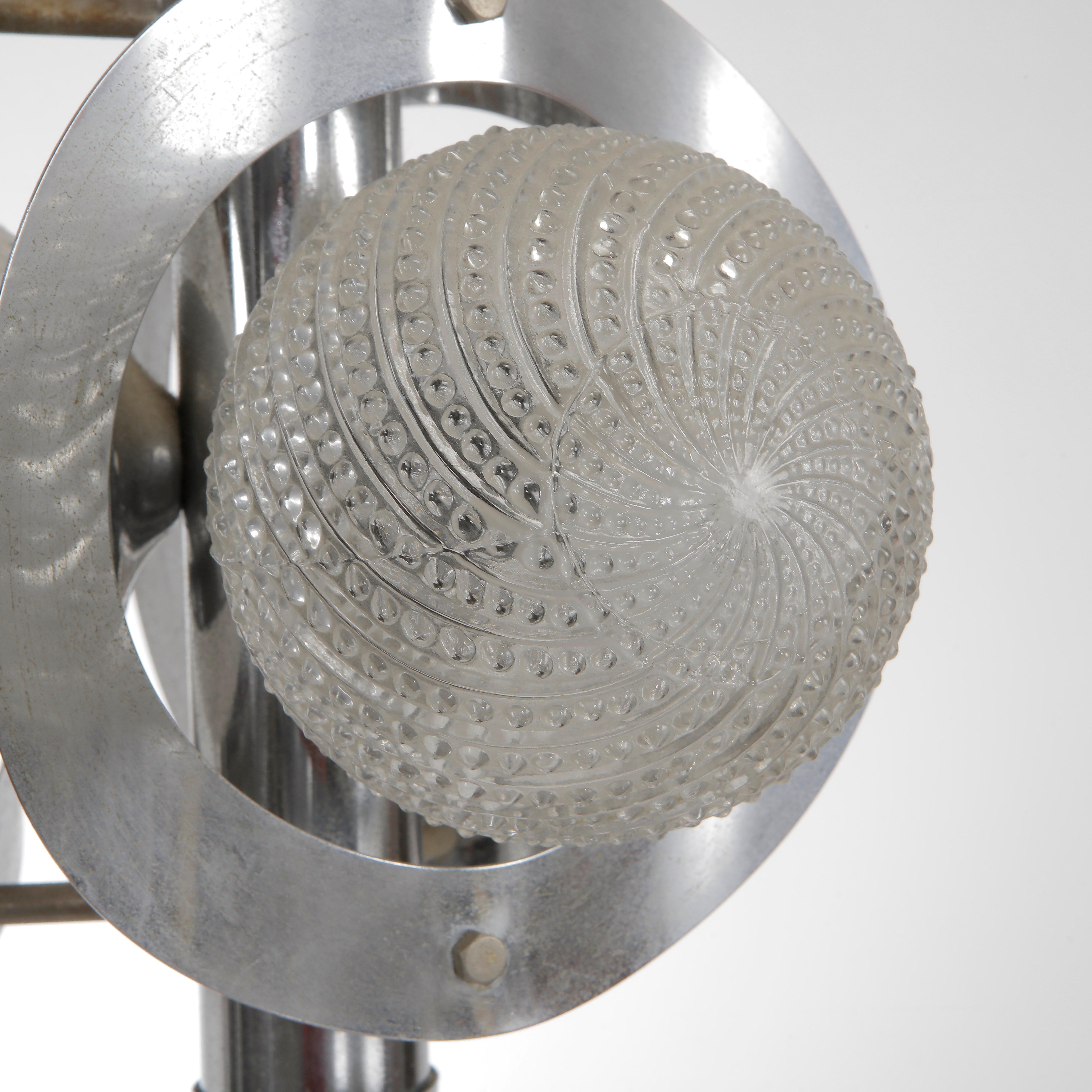Late 20th Century Chrome and Glass Pendant Attributed to Veca, 1970s For Sale