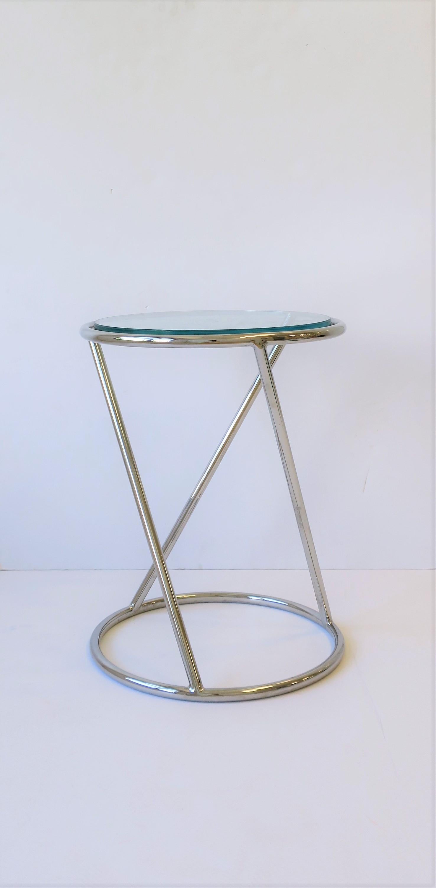 Chrome and Glass Round Side or Drinks Table 4