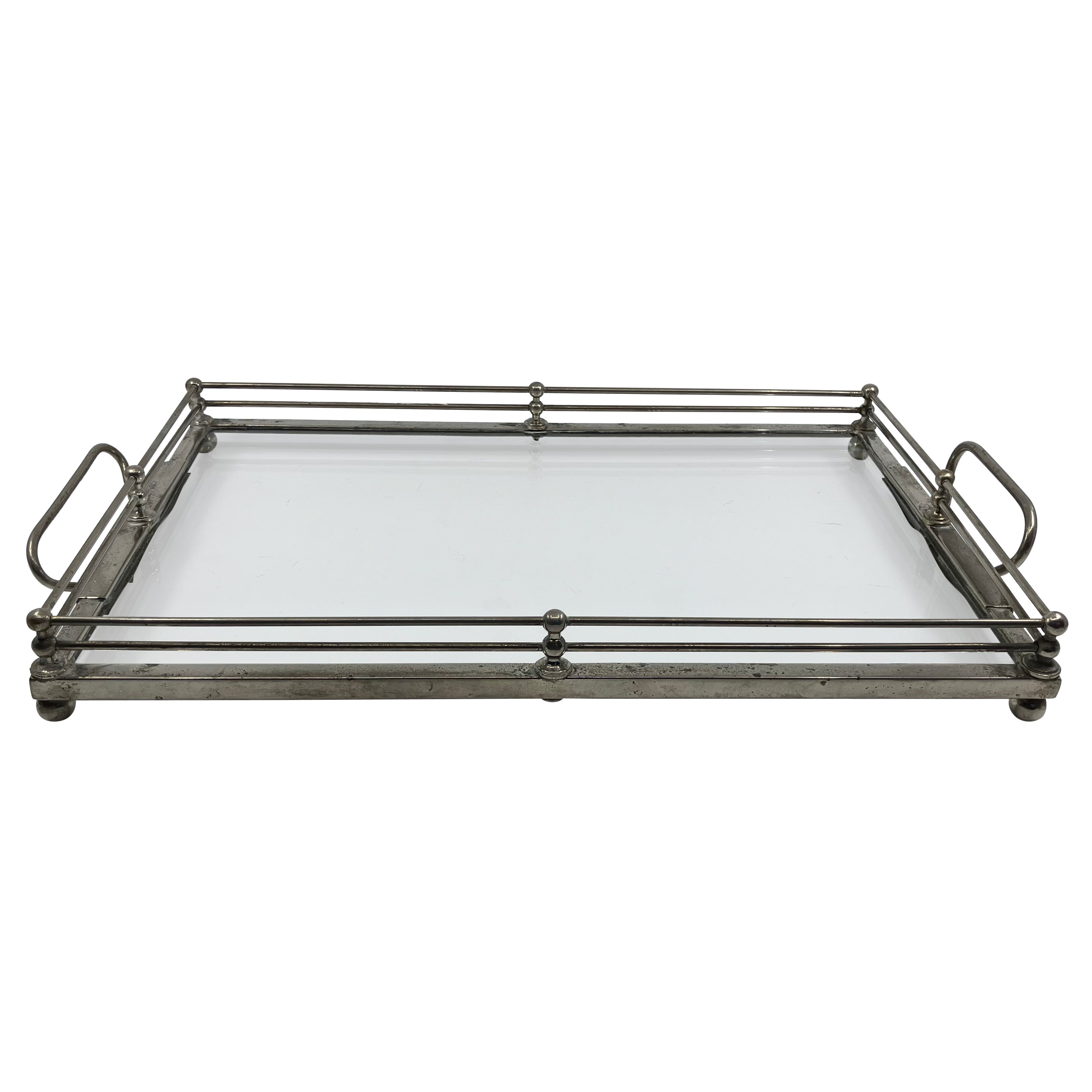 Chrome and Glass Serving Tray