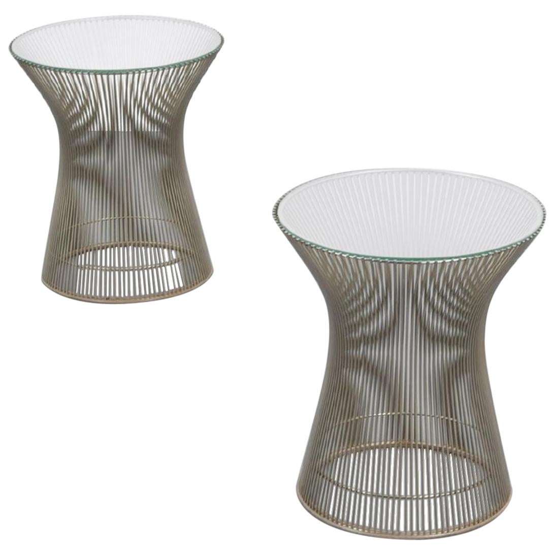 Chrome and Glass Side or End Tables by Warren Platner for Knoll, USA, 1970s