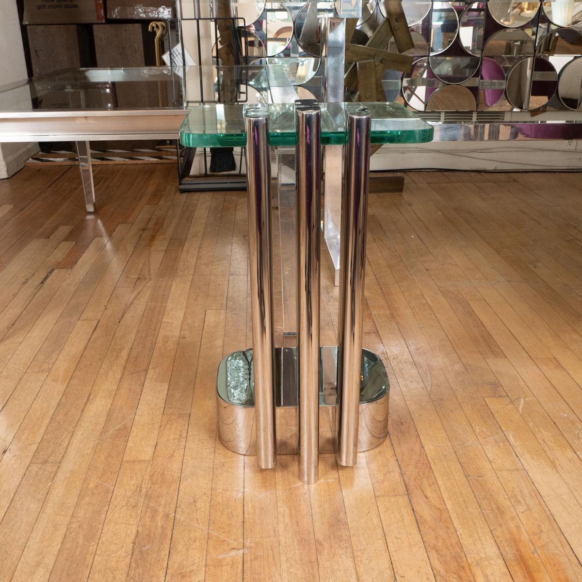 Chrome and glass side table by Les Prismatiques.