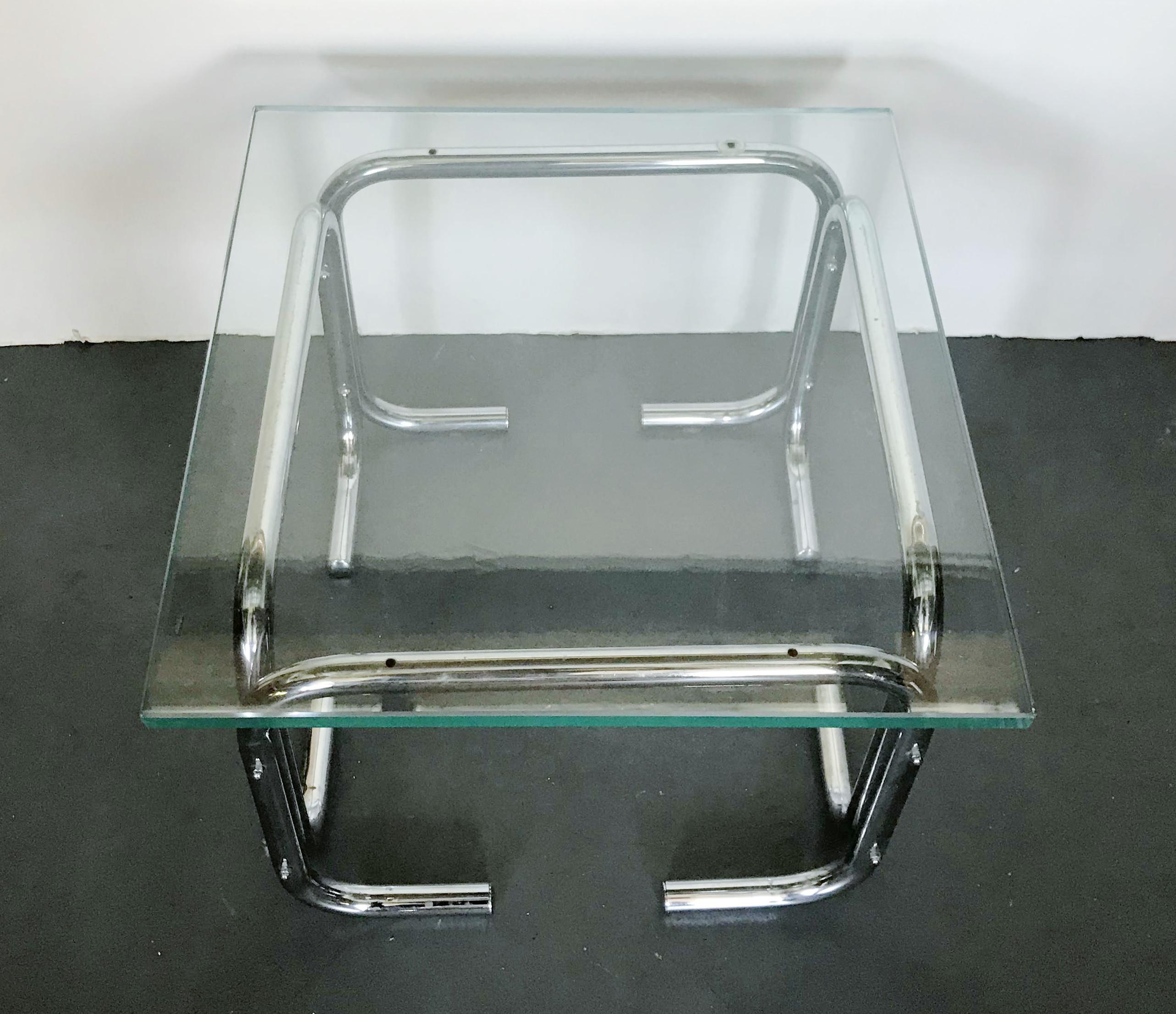 Chrome and Glass Side Table FINAL CLEARANCE SALE In Good Condition In Los Angeles, CA