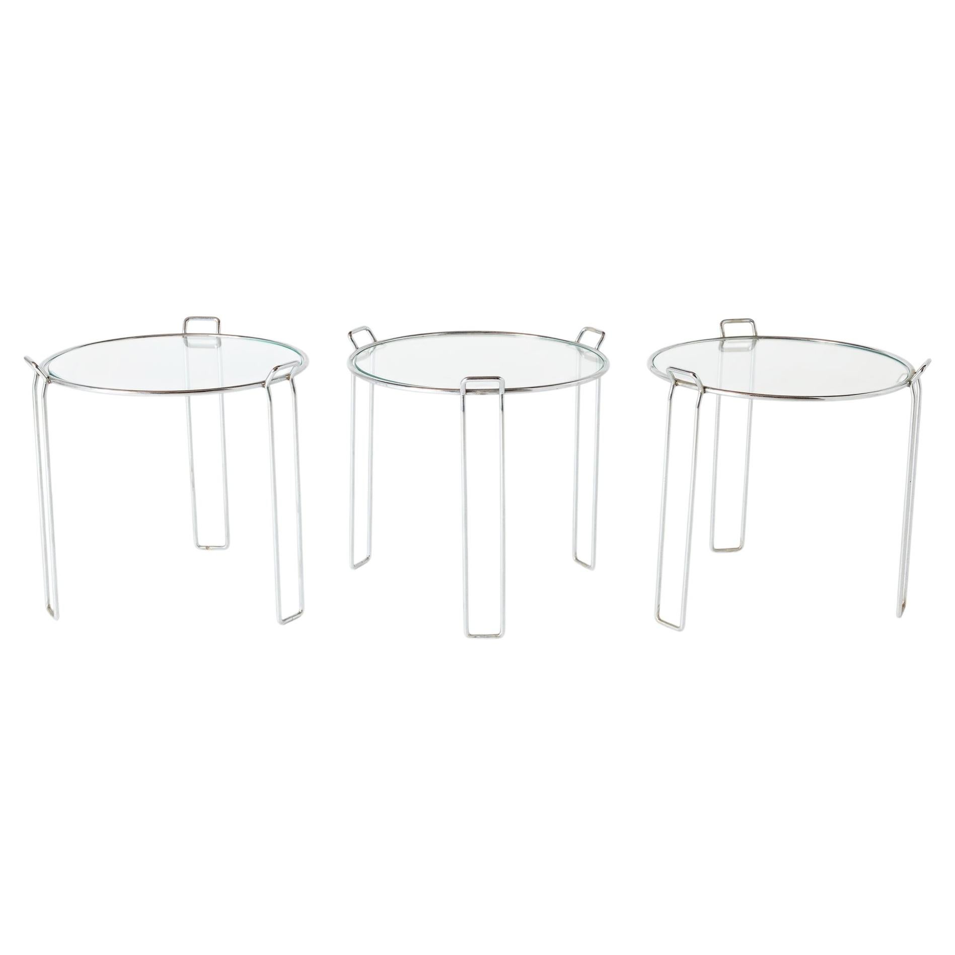 Chrome and Glass Side Tables by Saporiti