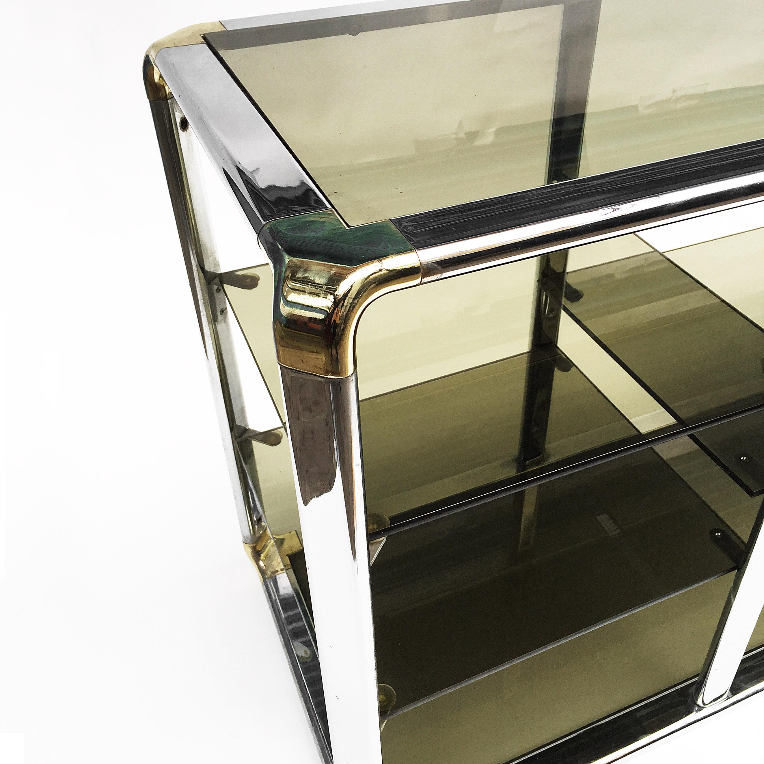 Chrome And Glass Sound System Display Shelving Etagere Unit Vintage Midcentury In Good Condition In London, GB