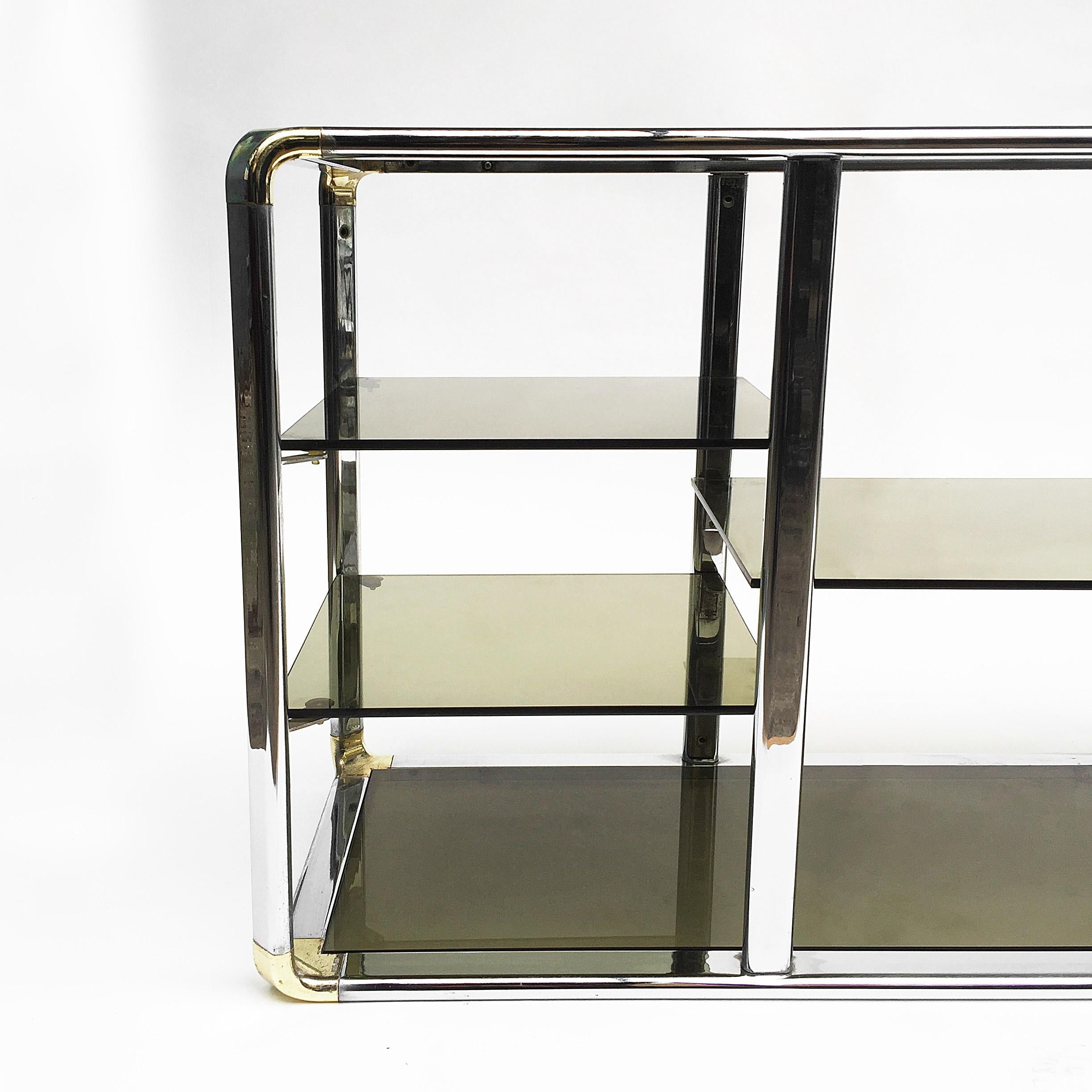 Chrome And Glass Sound System Display Shelving Etagere Unit Vintage Midcentury 1