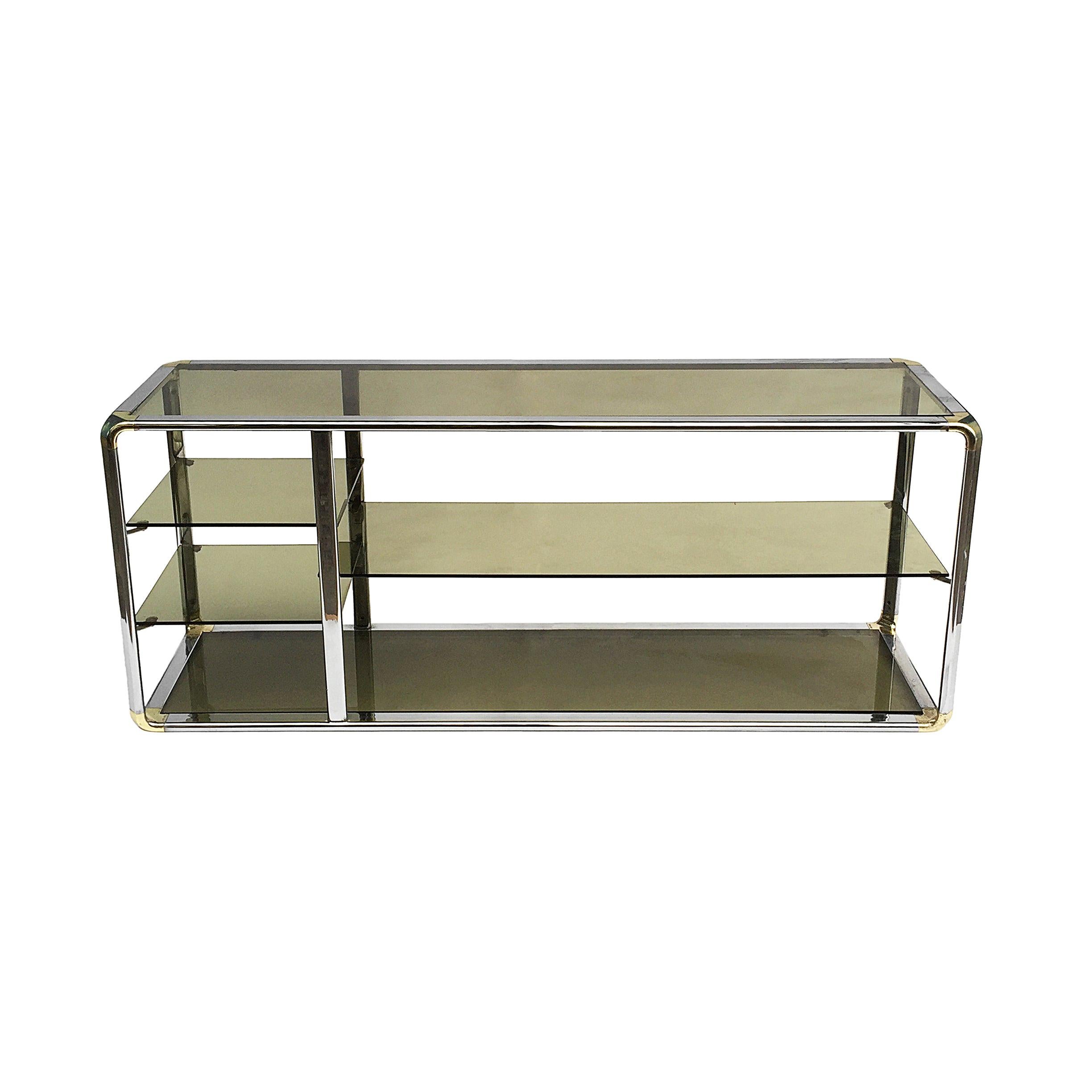 Chrome And Glass Sound System Display Shelving Etagere Unit Vintage Midcentury