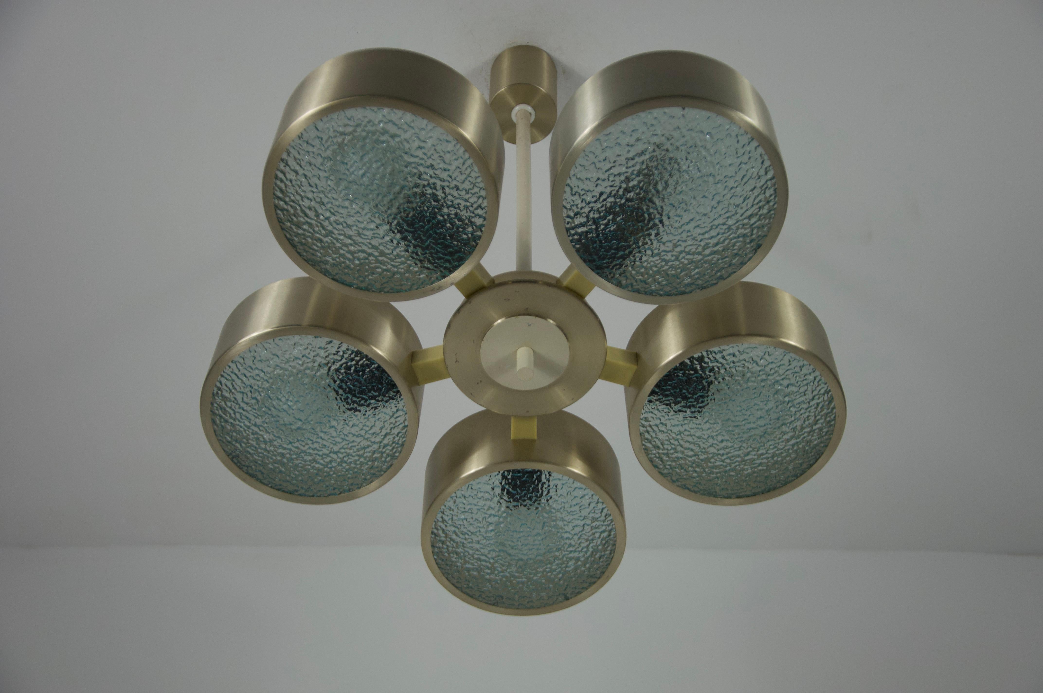 Lampada da soffitto Space AGE in cromo e vetro, anni '70, Germania in vendita 4