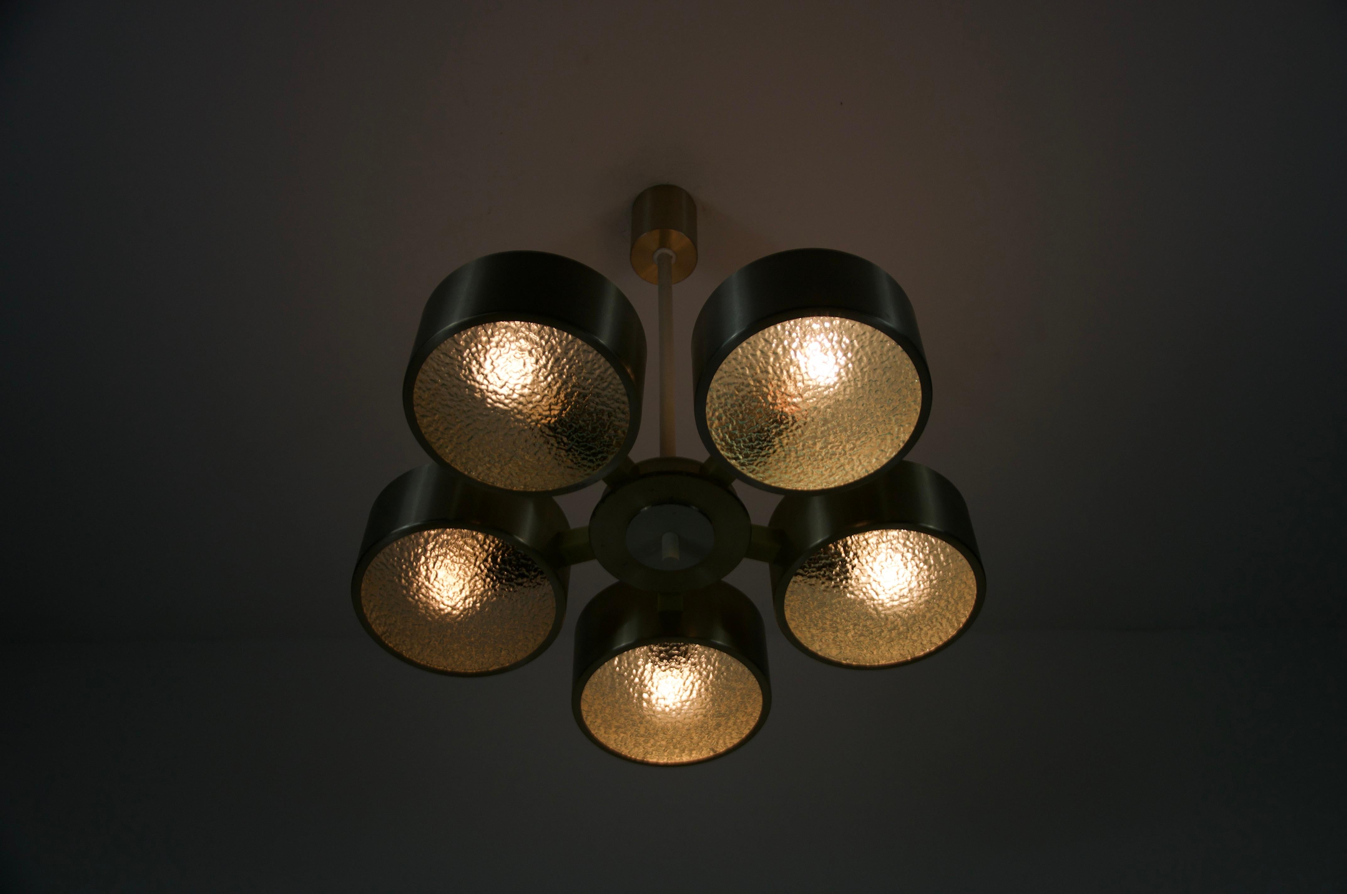 Lampada da soffitto Space AGE in cromo e vetro, anni '70, Germania in vendita 8