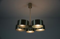 Lampada da soffitto Space AGE in cromo e vetro, anni '70, Germania