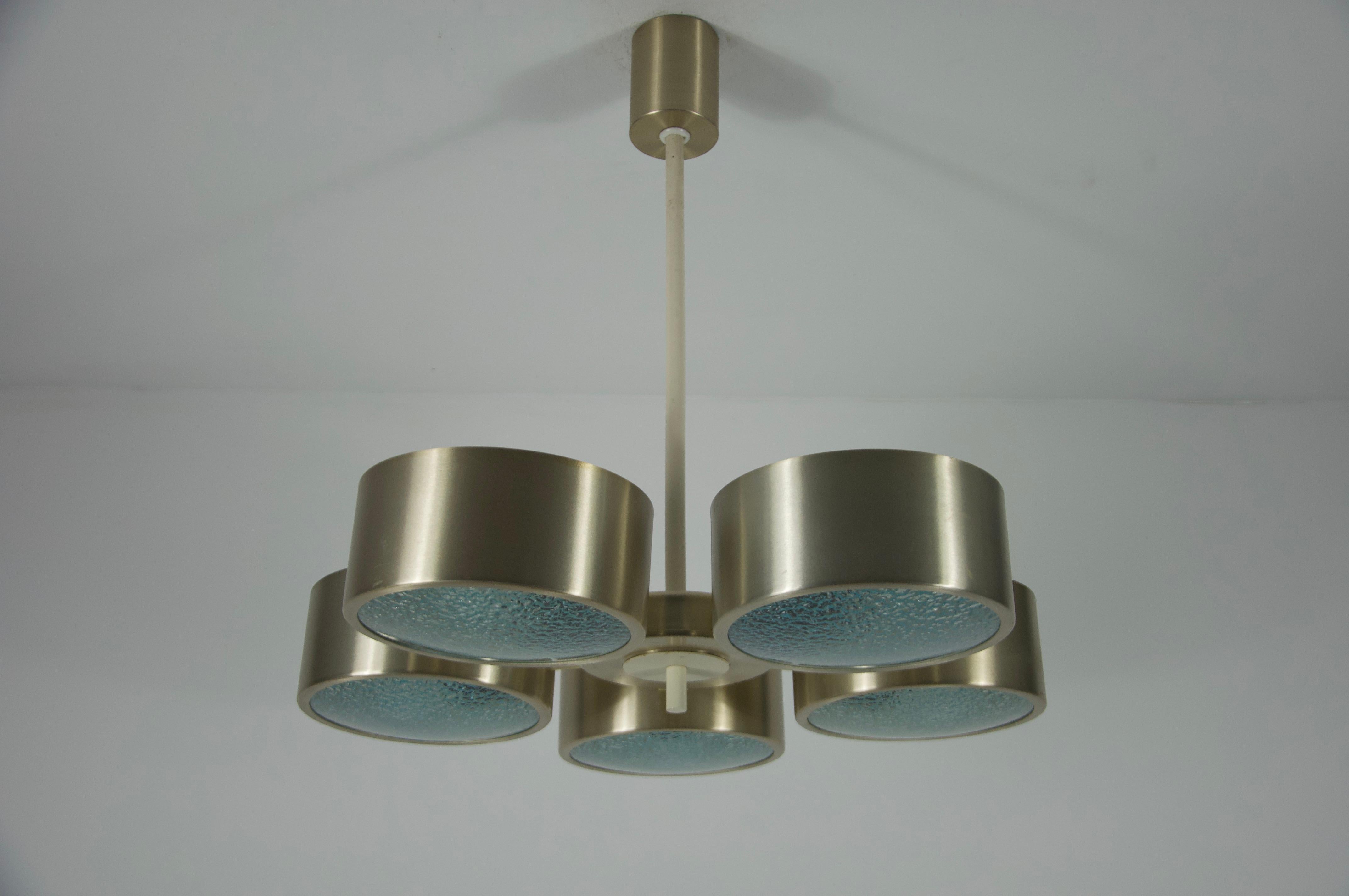 Tedesco Lampada da soffitto Space AGE in cromo e vetro, anni '70, Germania in vendita