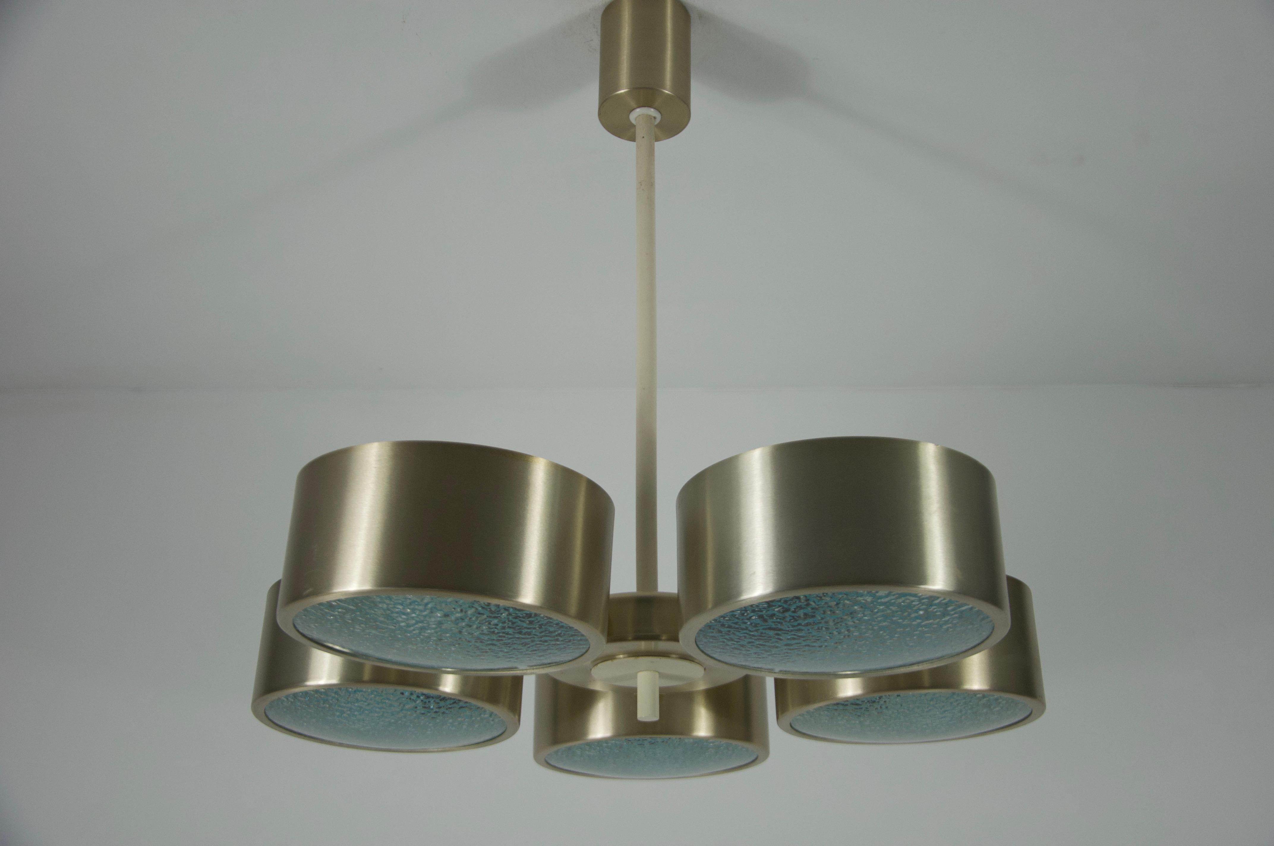 Lampada da soffitto Space AGE in cromo e vetro, anni '70, Germania In condizioni buone in vendita a Hagenbach, DE
