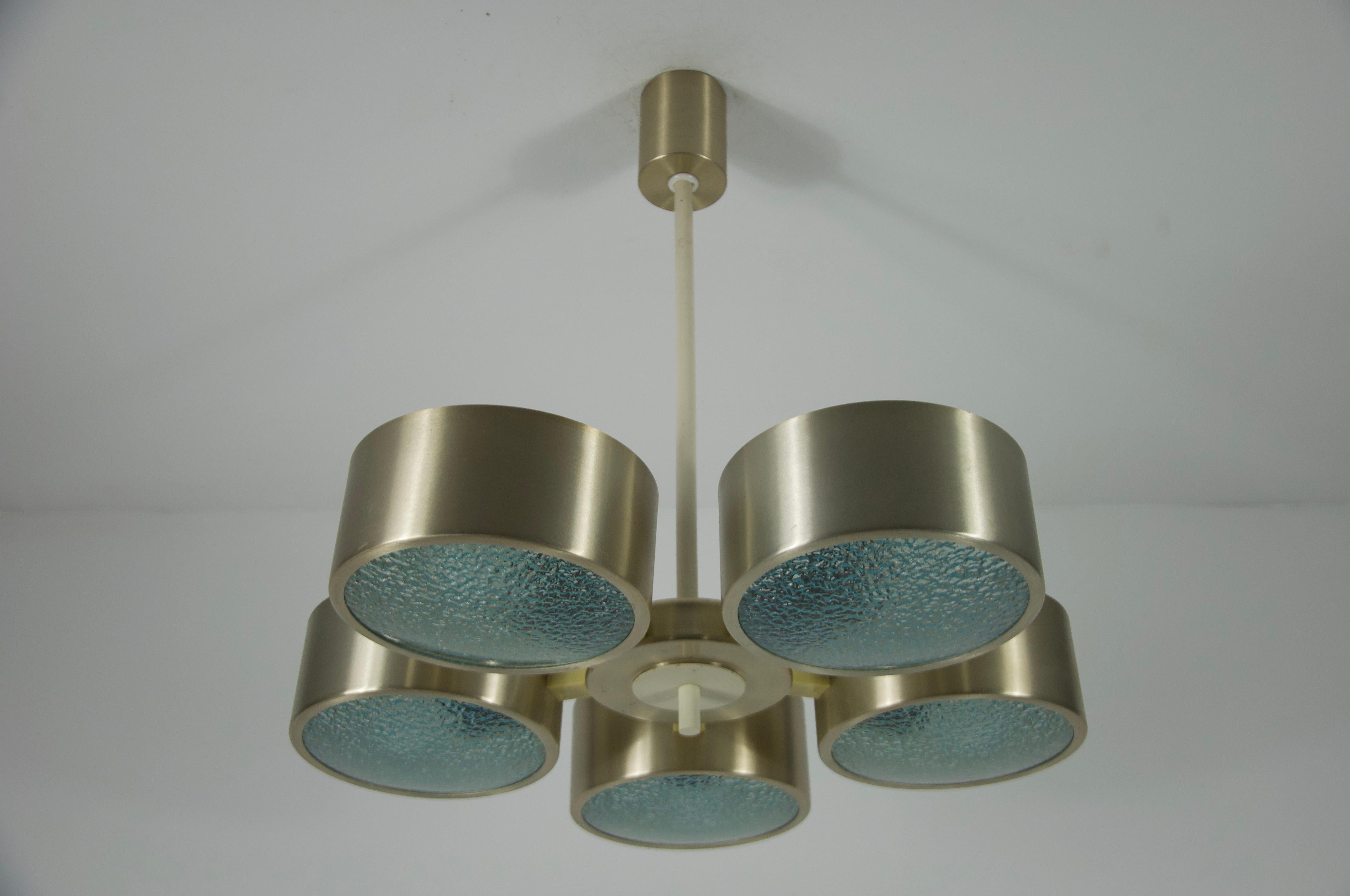 Fine XX secolo Lampada da soffitto Space AGE in cromo e vetro, anni '70, Germania in vendita