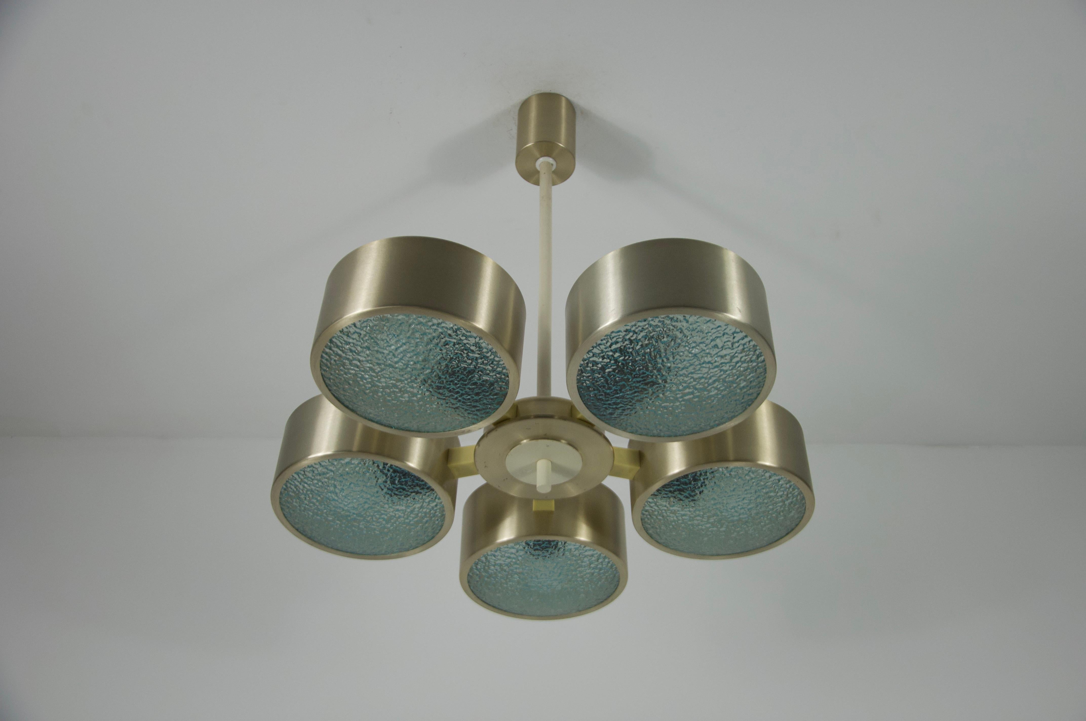 Lampada da soffitto Space AGE in cromo e vetro, anni '70, Germania in vendita 1