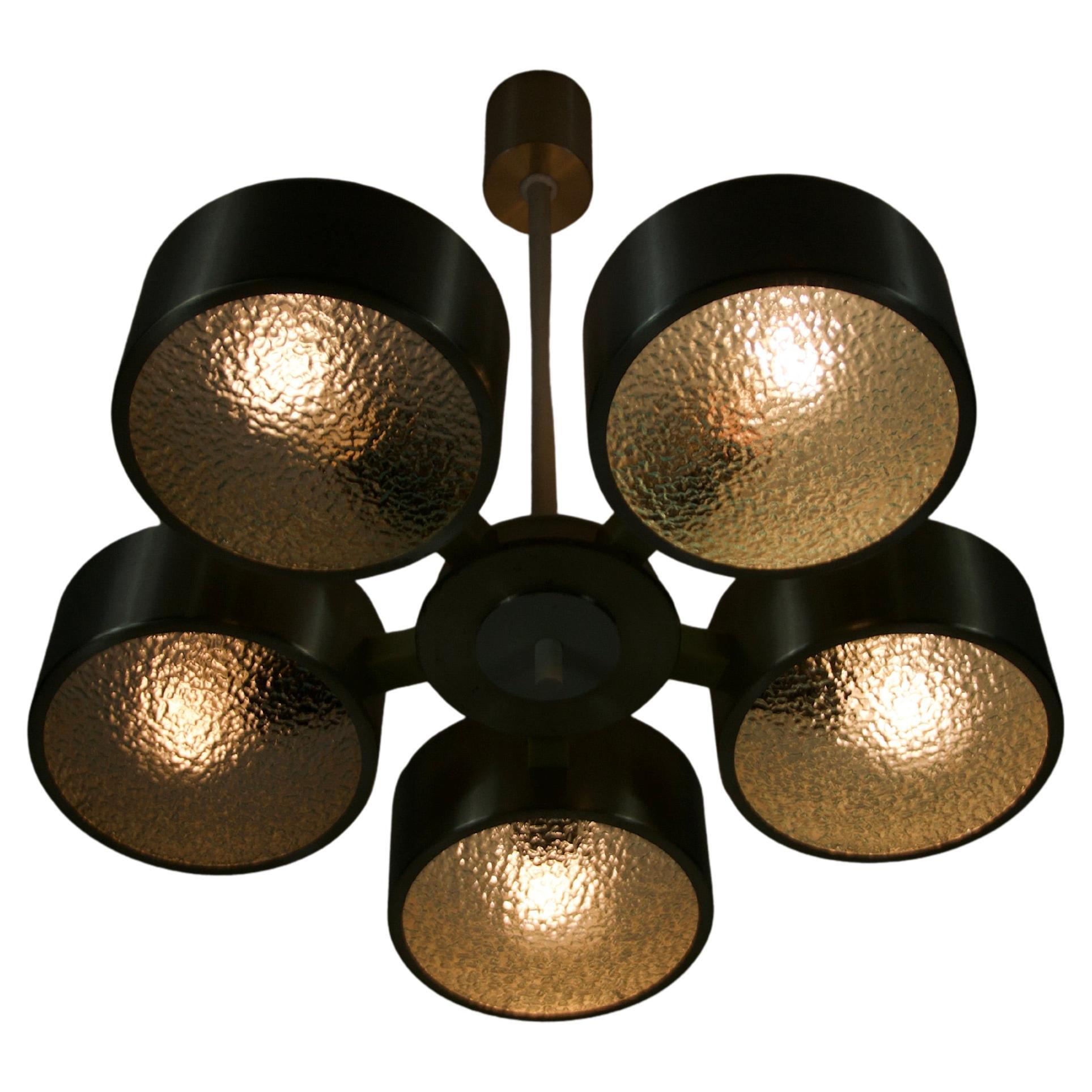 Chrome and Glass Space Age Ceiling Lamp, 1970s, Germany