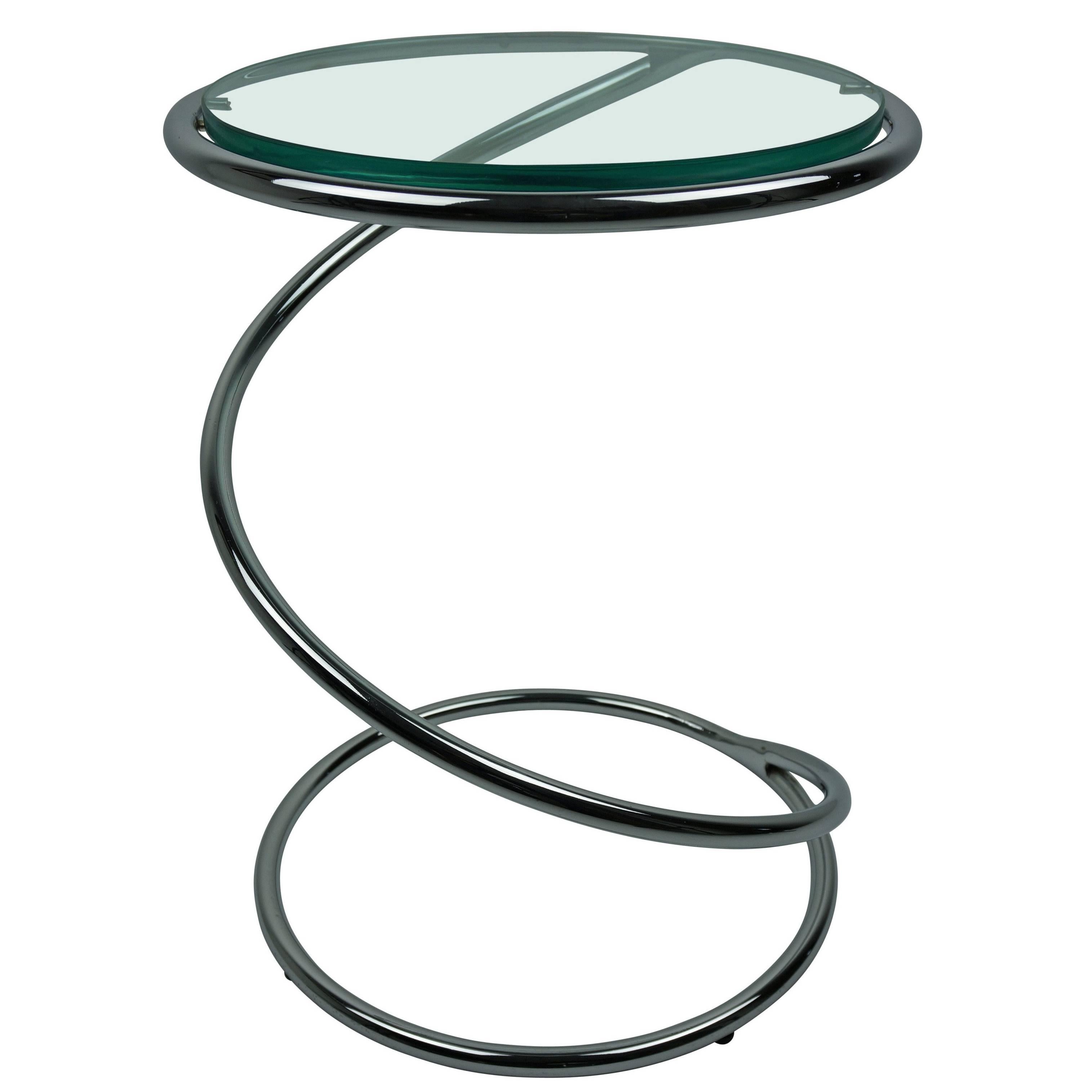 Chrome and Glass Spiral Side Table