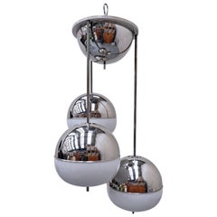 Vintage Mid-Century Modern Chrome and Glass Suspension