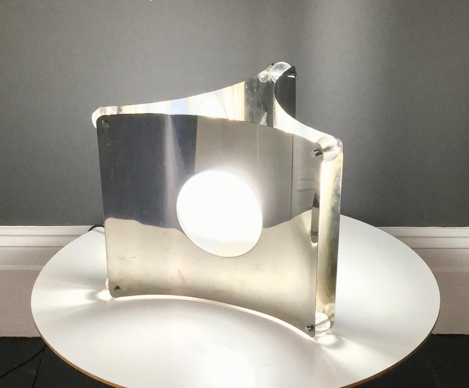 Mid-Century Modern Chrome and Glass Table Lamp, Model TAW by Massoni for Guzzini, Italy, 1960s