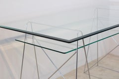 Chrome and Glass Trestle Leg Console Table or Desk