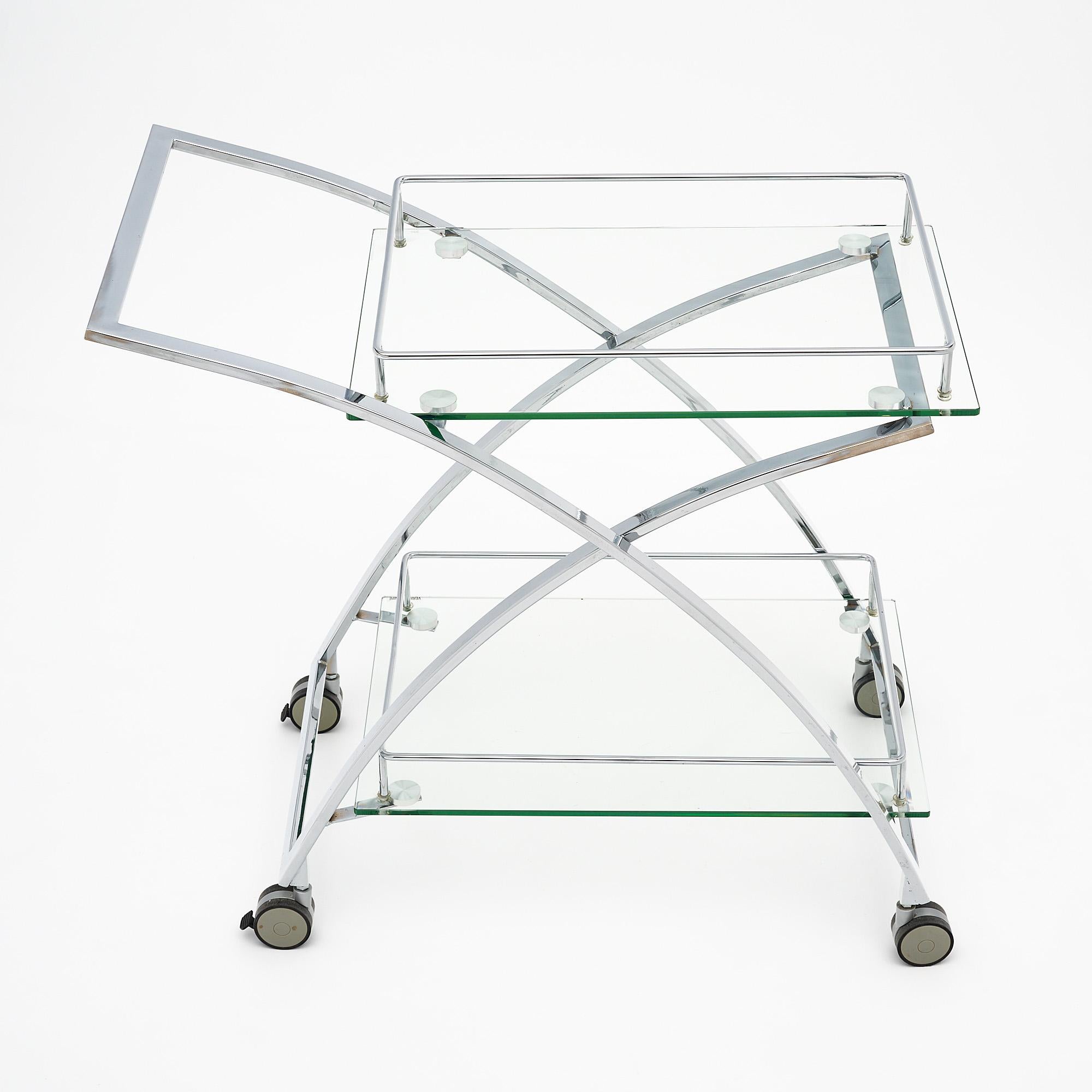 Late 20th Century Chrome and Glass Vintage Bar Cart For Sale