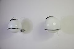 Chrome and Glass Wall Lamps in the Style of Gino Sarfatti, Italy, 1970s