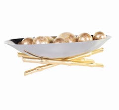 Bol Cromado y Dorado con Bolas Decorativas