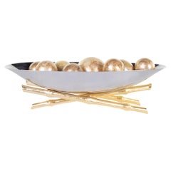 Chrome and Gold Bowl with Decorative Balls