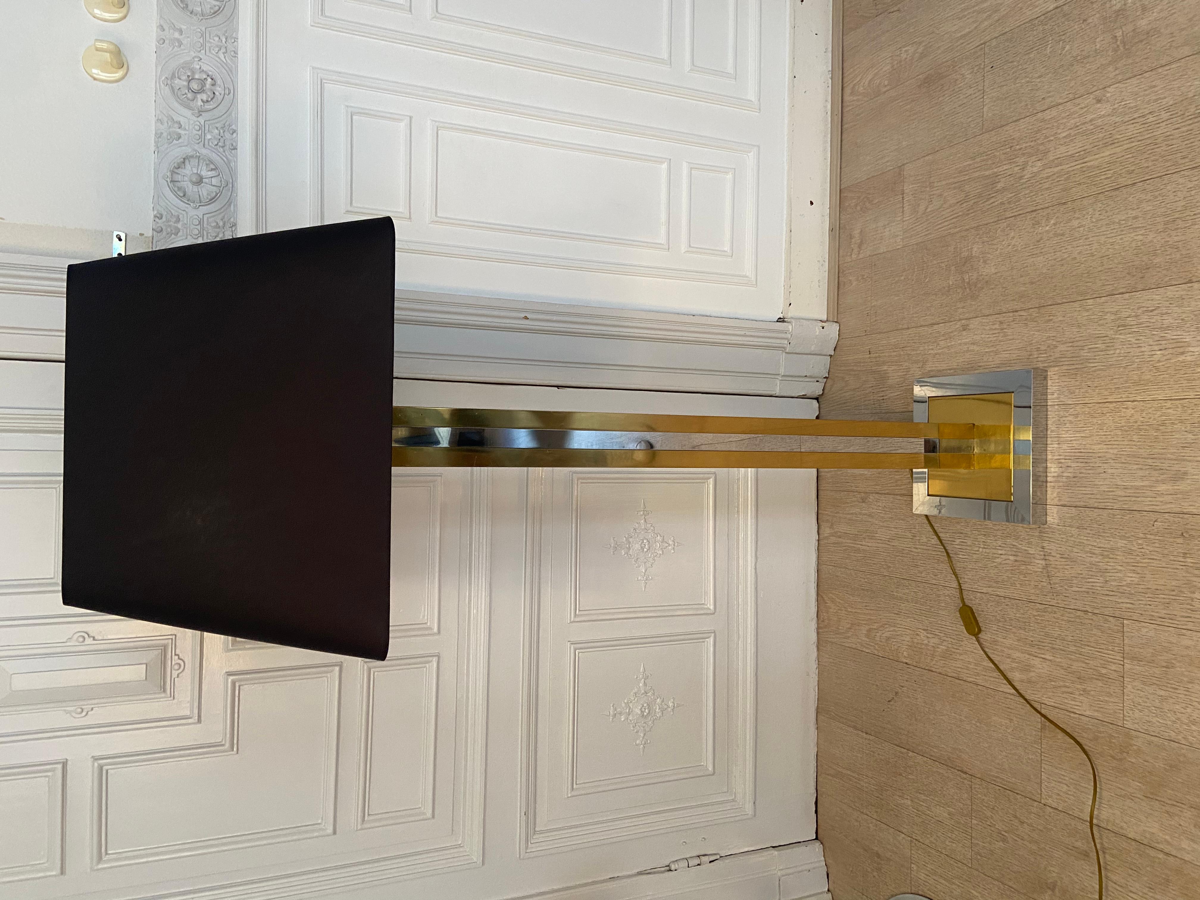 Italian Chrome and Gold Floor Lamp, Italy, 1970s For Sale