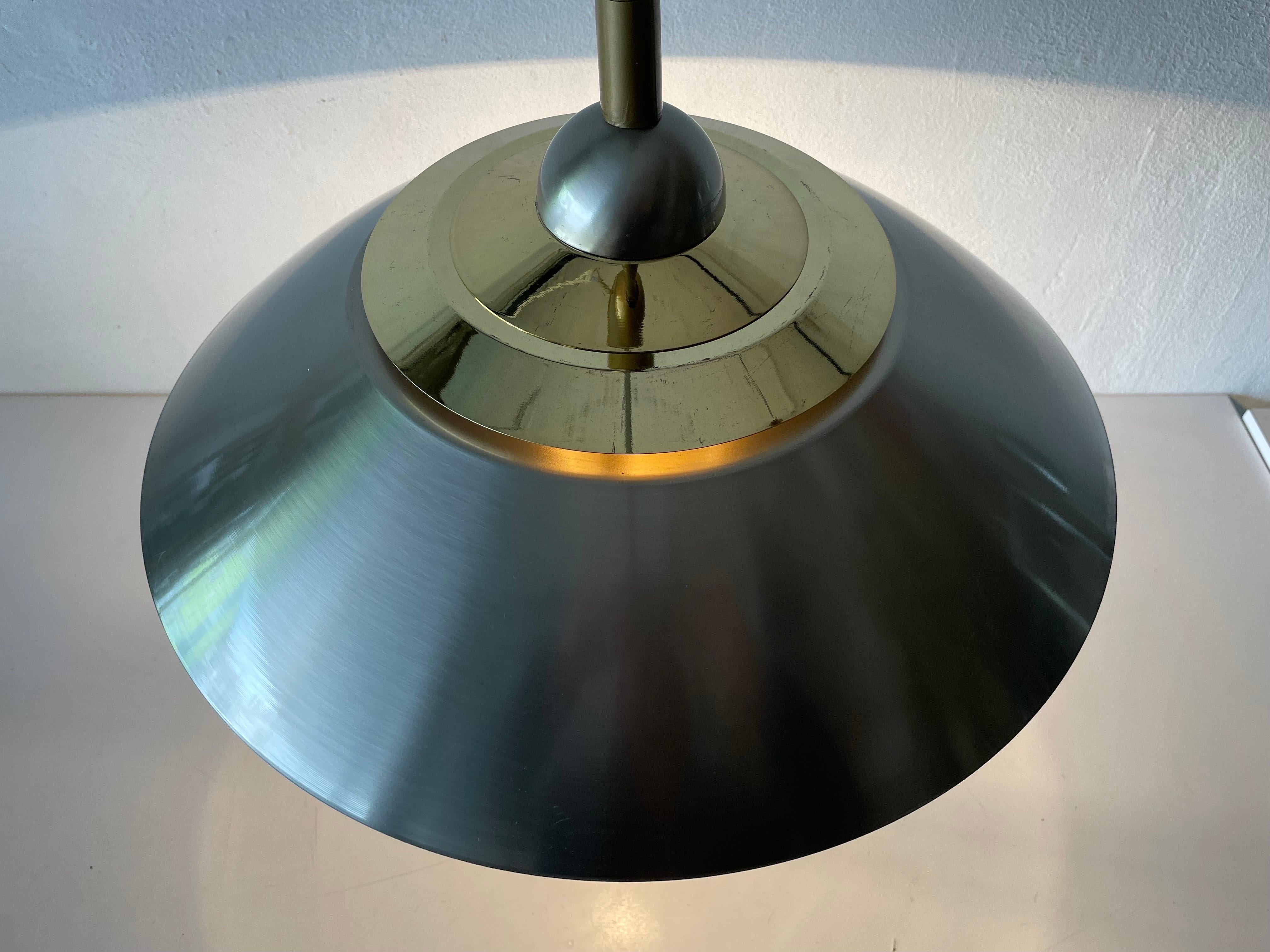 Chrome and Gold Metal Pendant Lamp by TZ, 1970s, Germany For Sale 7