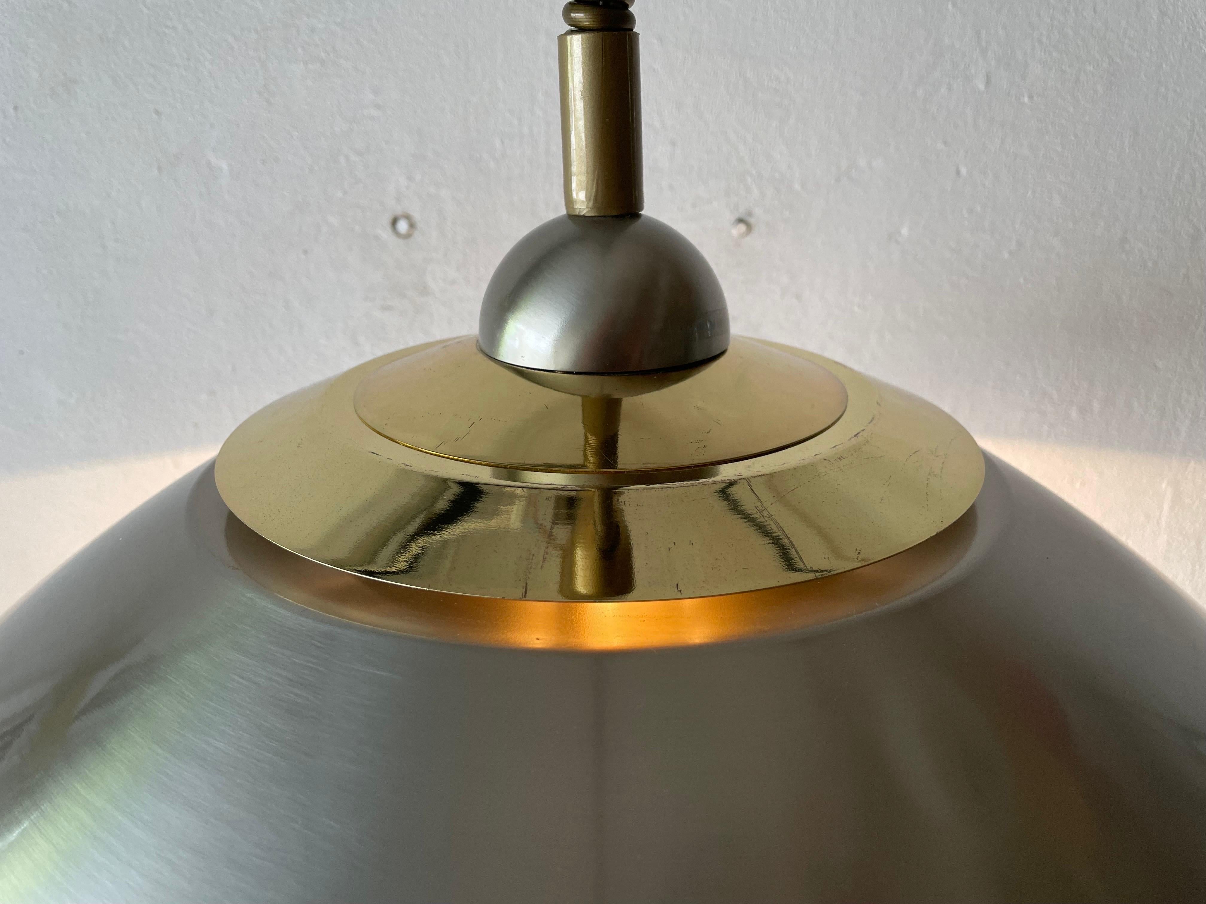 Chrome and Gold Metal Pendant Lamp by TZ, 1970s, Germany For Sale 8