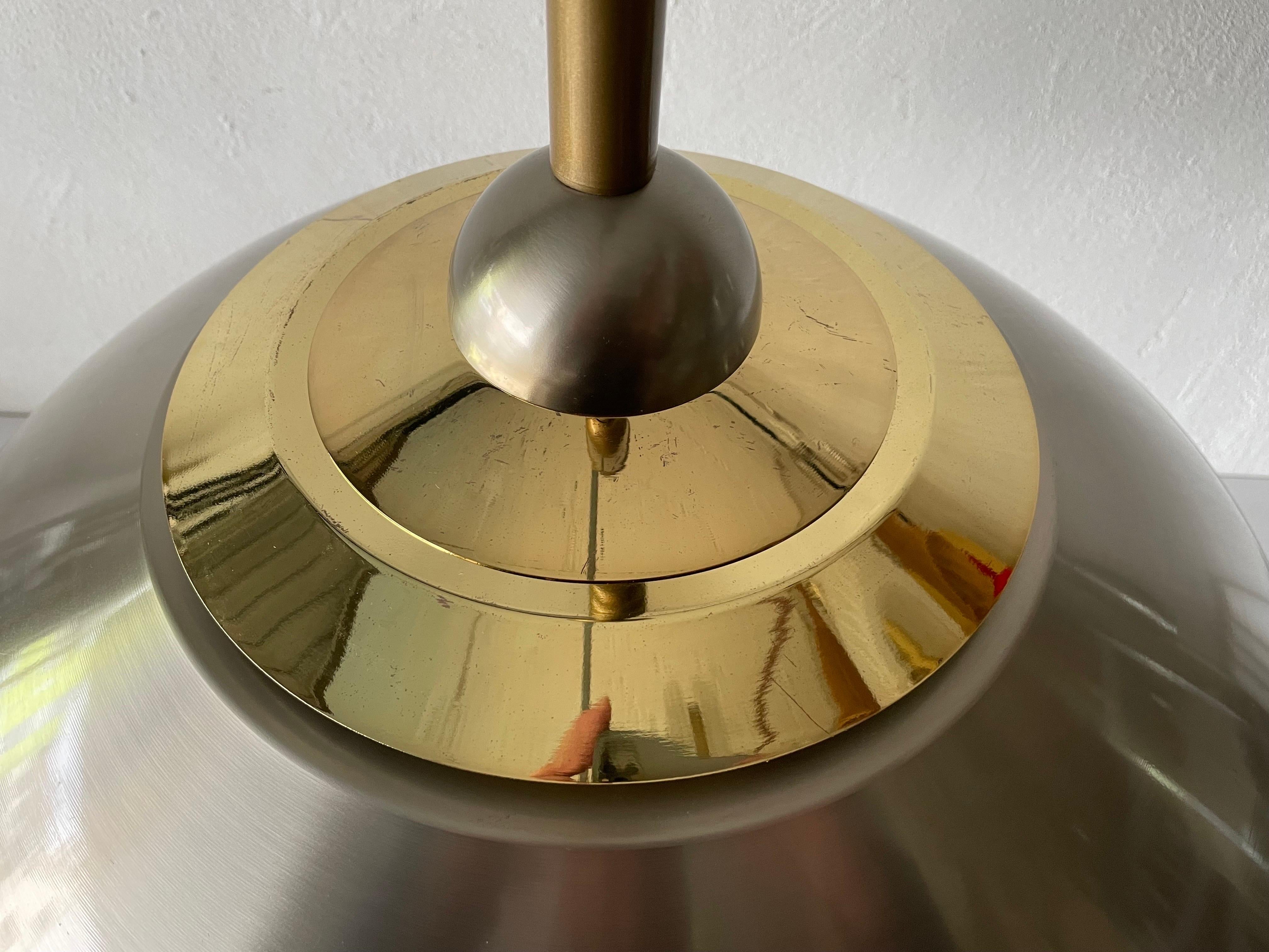 Chrome and Gold Metal Pendant Lamp by TZ, 1970s, Germany In Good Condition For Sale In Hagenbach, DE