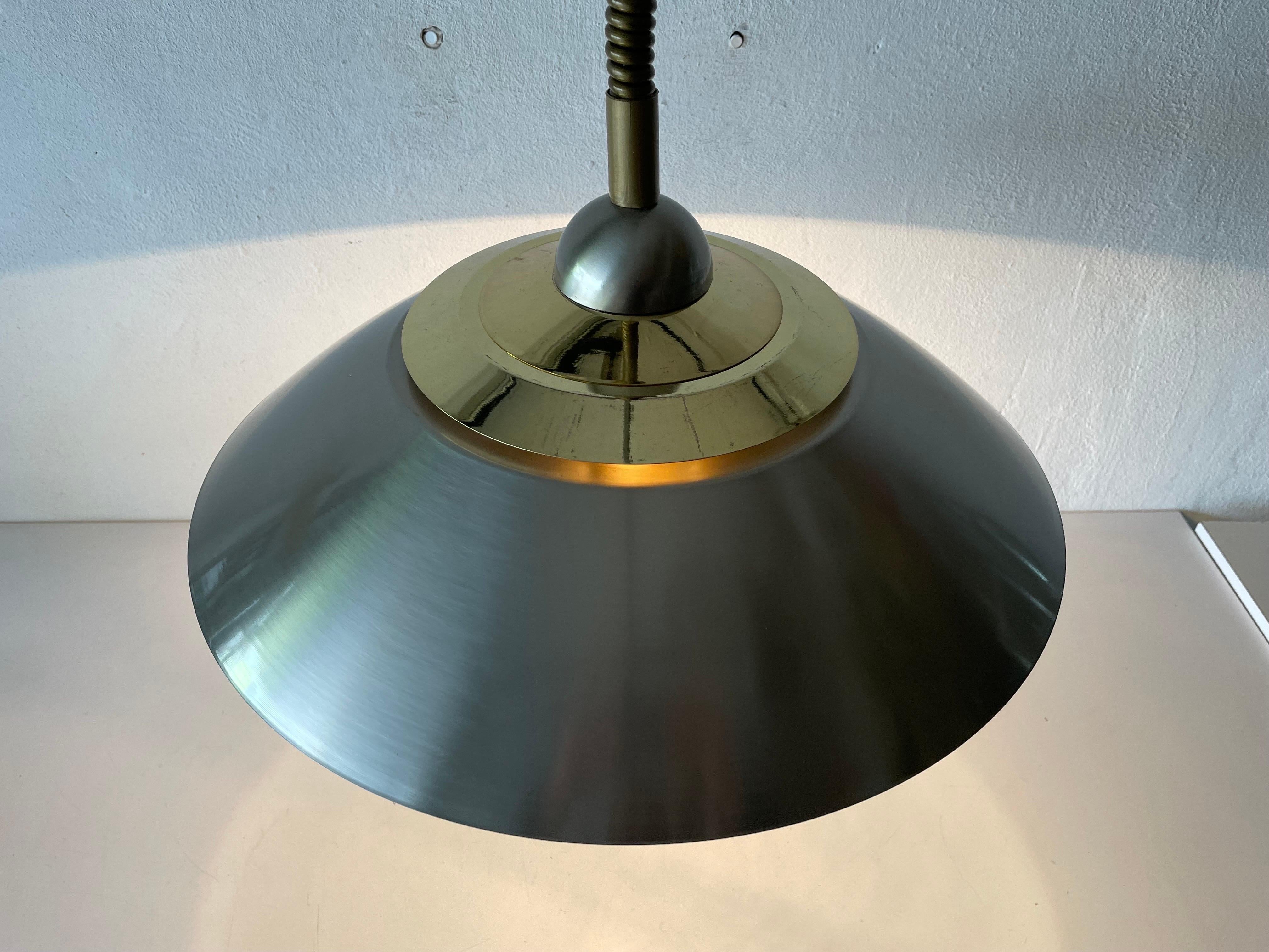 Chrome and Gold Metal Pendant Lamp by TZ, 1970s, Germany For Sale 3
