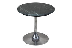 Chrome and Green Marble Tulip Base Side or Coffee Table, Mid-Century Modern