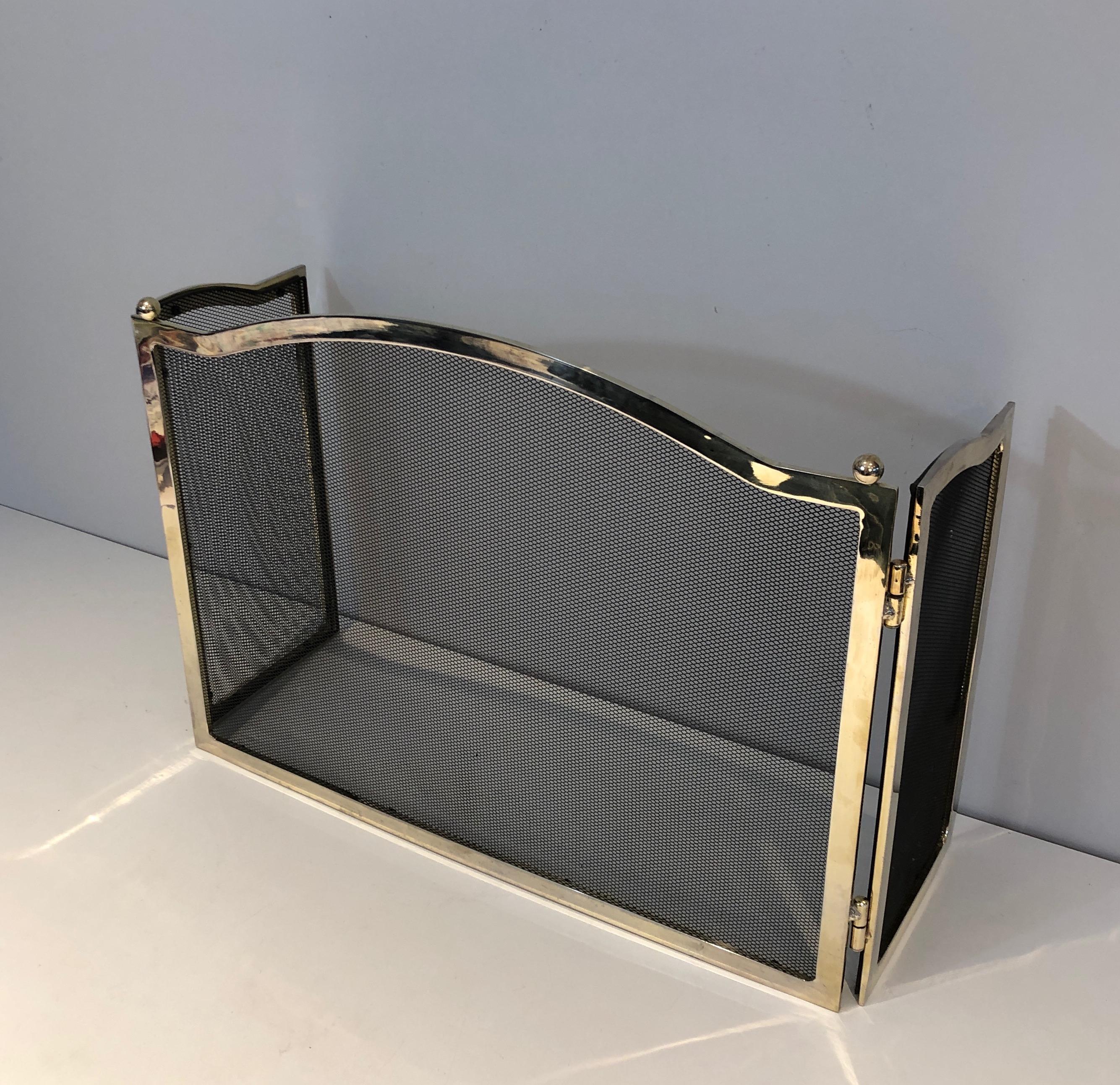 Mid-Century Modern Chrome and Grilling Fire Place Screen, French, Circa 1970