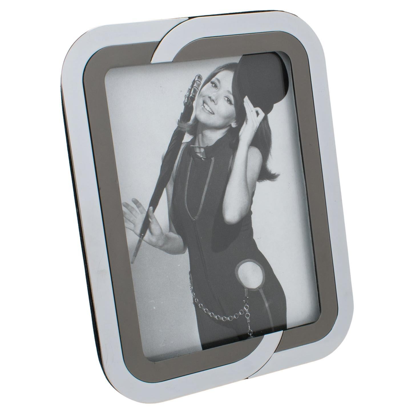 Chrome and Gunmetal Picture Frame with Kinetic Design, Italy 1970s For Sale