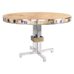 Mesa de comedor de cromo y cuerno circa 1970