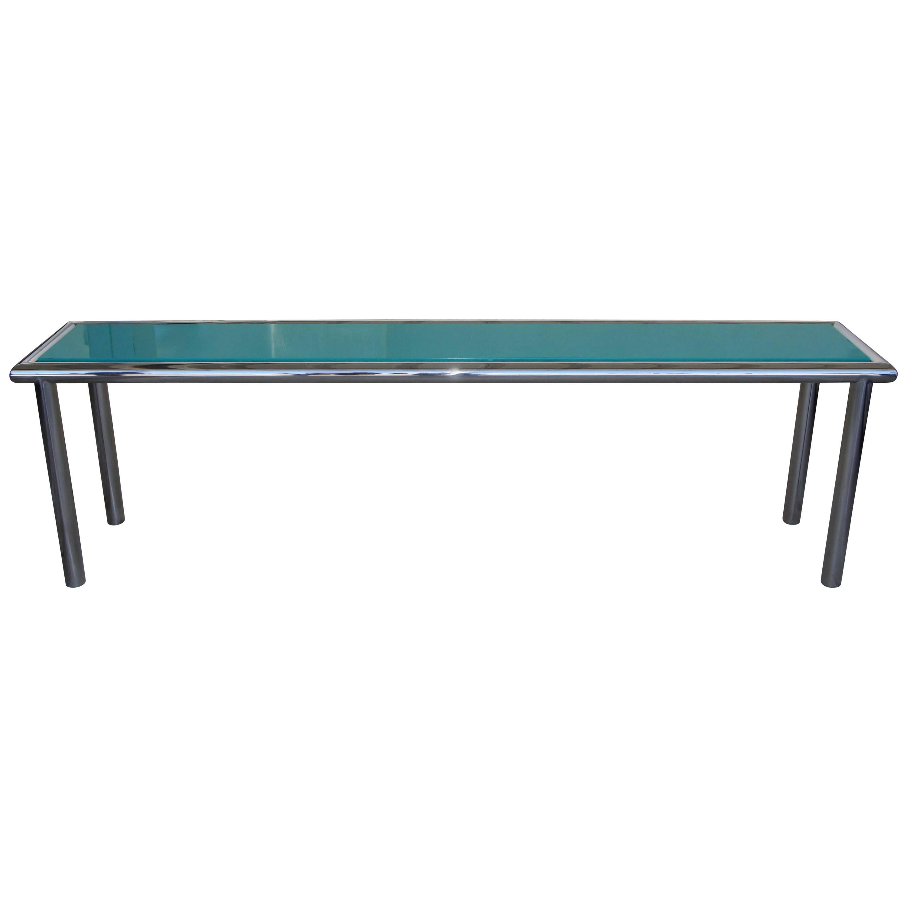 Chrome and Lacquer Long Sofa Table Console