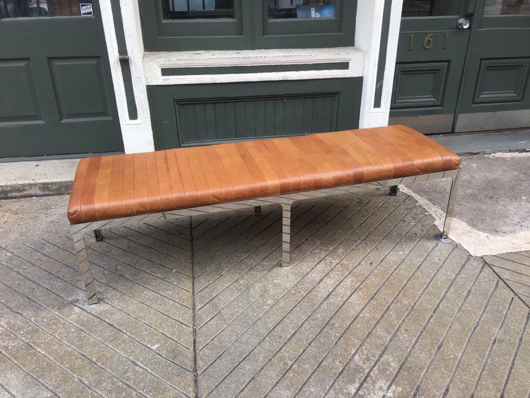Chrome And Leather Bench For Sale At 1stdibs