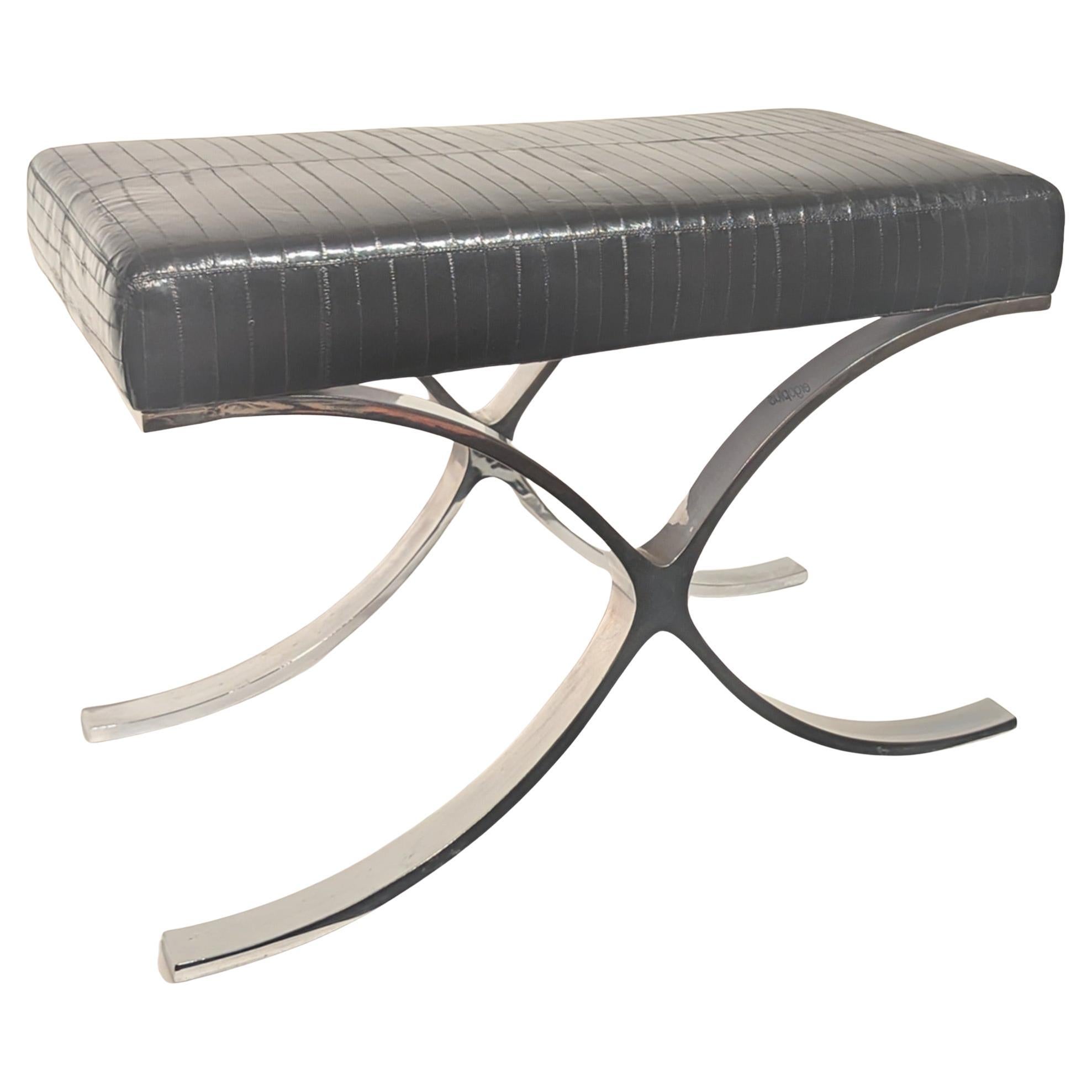 Chrome and Leather Bench