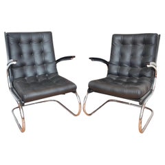 Chrome and Leather Czech Chairs art deci