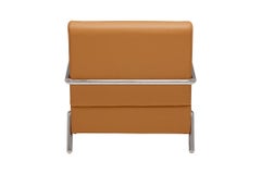 Chrome and Leather Industrial Lounge Chair - Camel