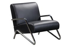 Chrome and Leather Industrial Lounge Chair