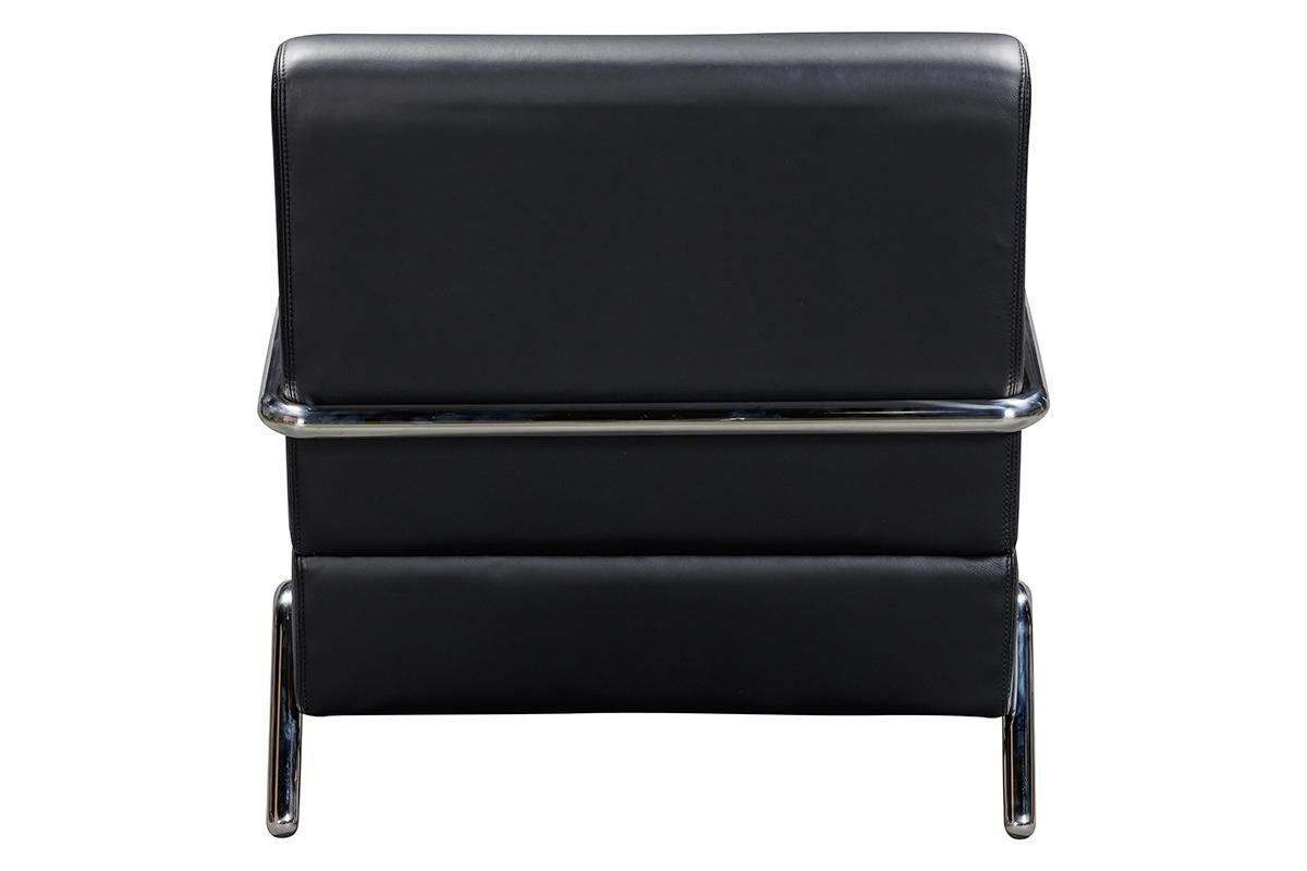 Plated Chrome and Leather Industrial Lounge Chair For Sale