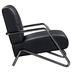 Chrome and Leather Industrial Lounge Chair